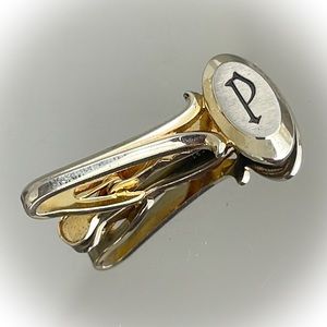 💕Beautiful Letter P Vintage Two Tone Hickok Tie Clip💕